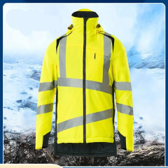 Hi Vis Safety Jacket with Reflective Stripes Fluorescent Workwear Winter Outdoor Unisex Hooded Jacket
