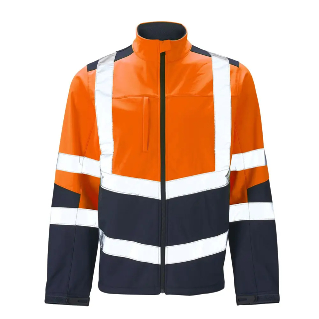 Reflective Workwear Hi-Vis Safety Jacket with Reflective Stripes Two-Tone Design Fuctional Jacket for Work