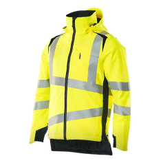 Hi Vis Safety Jacket with Reflective Stripes Fluorescent Workwear Winter Outdoor Unisex Hooded Jacket
