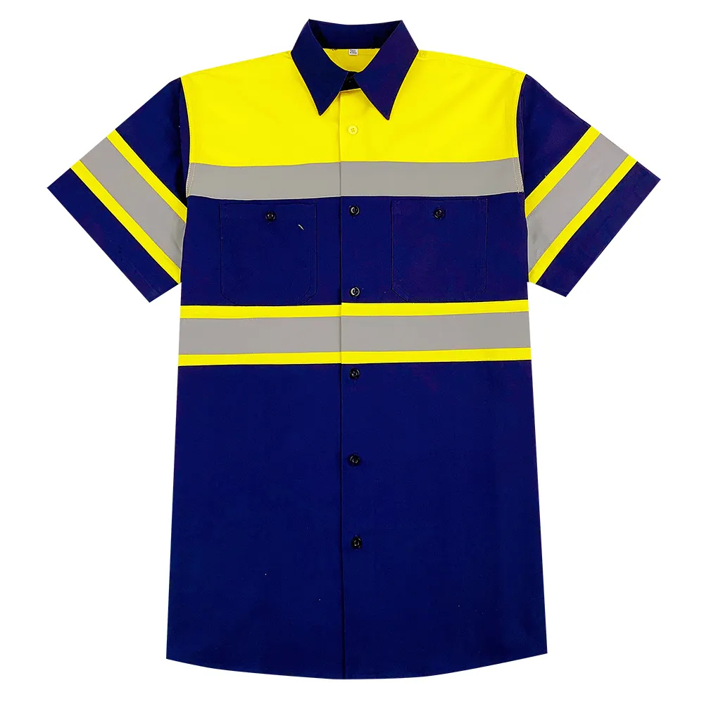 Industrial Short Sleeve Reflective Workwear Shirt Enhance Visibility for Safety on the Job