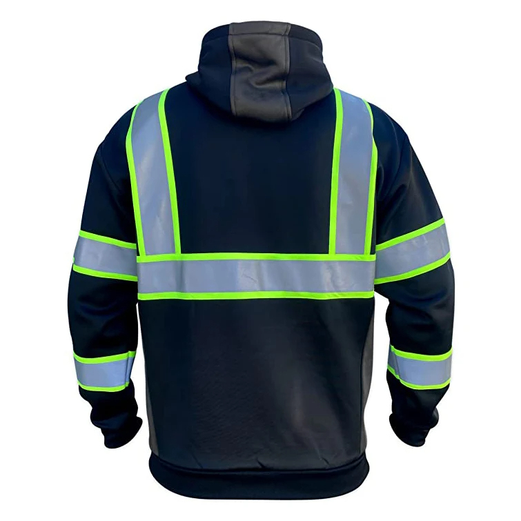 Personalized Logo Hi-Viz Workwear Men's Safety Hoodie with High Visibility and Color-Contrast Hooded Pullover