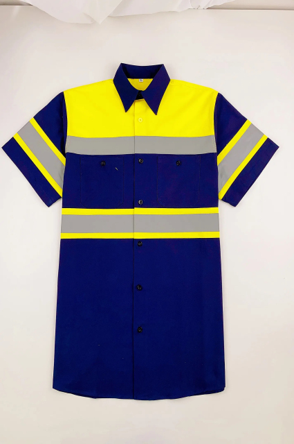 Industrial Short Sleeve Reflective Workwear Shirt Enhance Visibility for Safety on the Job