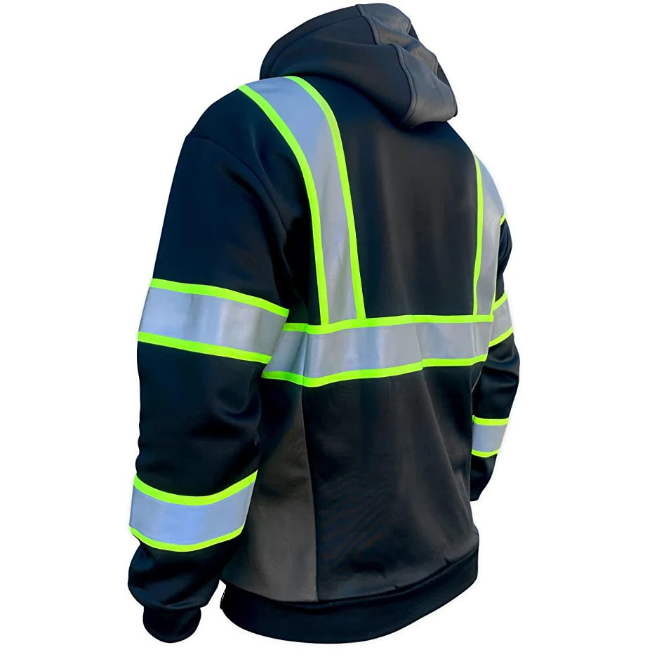Personalized Logo Hi-Viz Workwear Men's Safety Hoodie with High Visibility and Color-Contrast Hooded Pullover