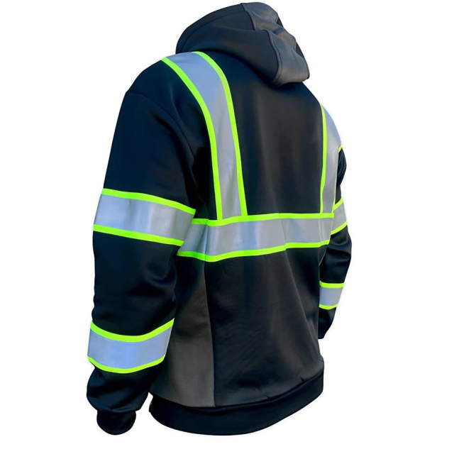 Personalized Logo Hi-Viz Workwear Men's Safety Hoodie with High Visibility and Color-Contrast Hooded Pullover