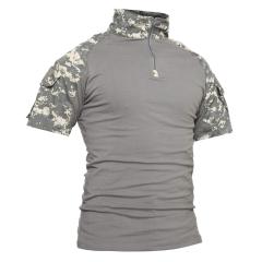 Men's Tactical Short Sleeve Shirt Military Style Outdoor Combat Shirt with Convenient Zipper Closure