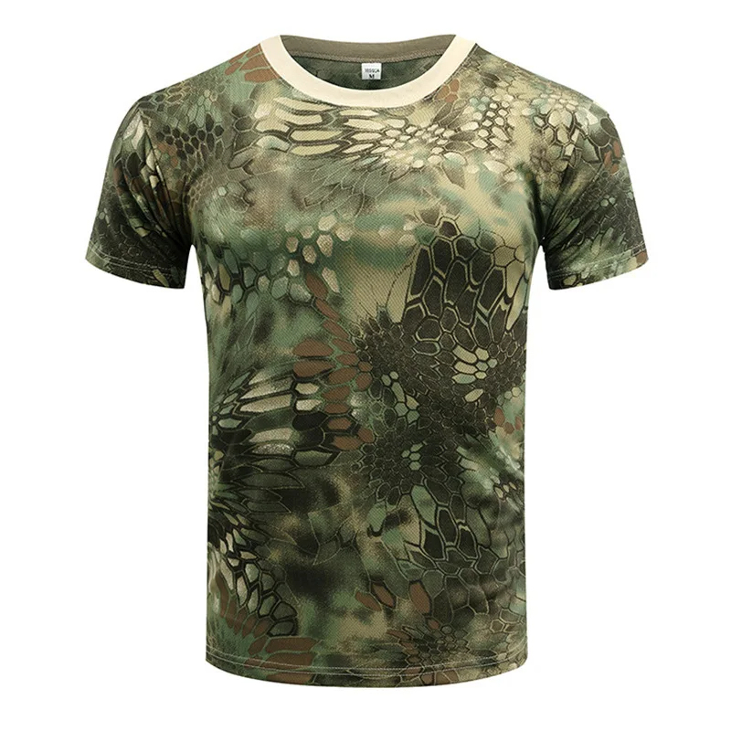 Camouflage Tactical Shirt Short Sleeve Men's Quick Dry Classic T-Shirt Men Training T Shirt Camo Outdoor Hiking Hunting Shirts