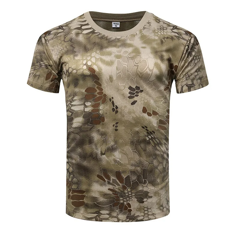 Camouflage Tactical Shirt Short Sleeve Men's Quick Dry Classic T-Shirt Men Training T Shirt Camo Outdoor Hiking Hunting Shirts