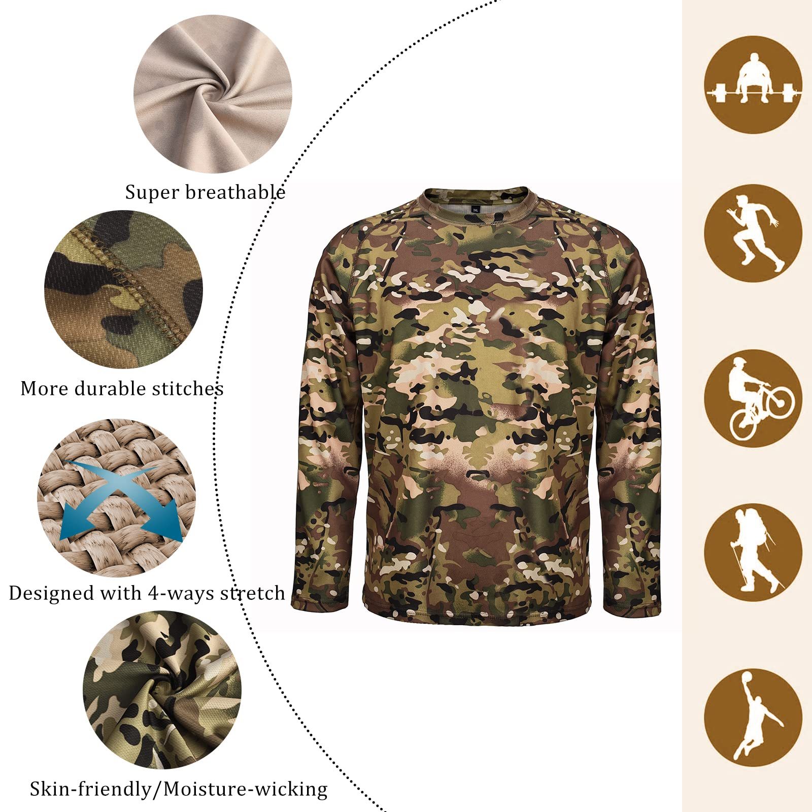New style Multi Colors MiIlitary Wear Camouflage Shirt for Men Camouflage T Shirts Long Sleeves