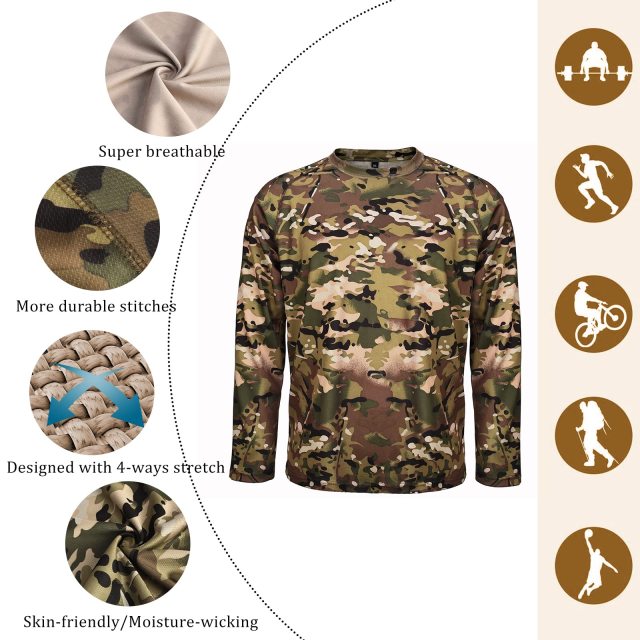 New style Multi Colors MiIlitary Wear Camouflage Shirt for Men Camouflage T Shirts Long Sleeves