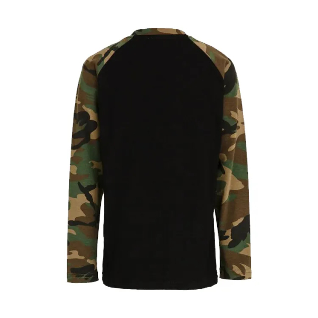Custom Long Sleeve Camouflage Raglan Blank T Shirt Camo Short Sleeve Shirt Crew Neck Raglan Sleeve