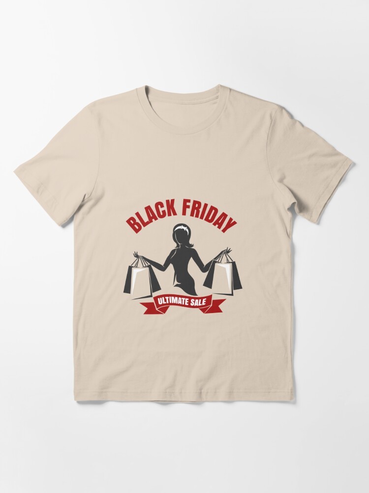 Sublimation T Shirt Black Friday Sale Emblem of Shopping Custom Design Employee Shirt Short Sleeve