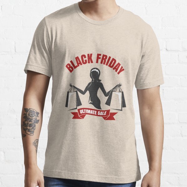 Sublimation T Shirt Black Friday Sale Emblem of Shopping Custom Design Employee Shirt Short Sleeve