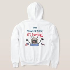 2024 Latest Design Presidential Election Unisex Double-sided Print Pullover Hoodie with Kanga Pocket