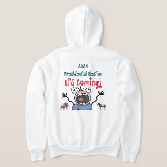 2024 Latest Design Presidential Election Unisex Double-sided Print Pullover Hoodie with Kanga Pocket