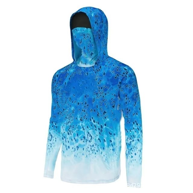 Fishing clothing fly fishing Luya hoodie summer men's long sleeve sun protection clothing with hat band face shield