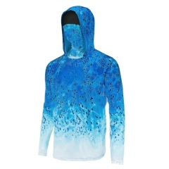 Fishing clothing fly fishing Luya hoodie summer men's long sleeve sun protection clothing with hat band face shield