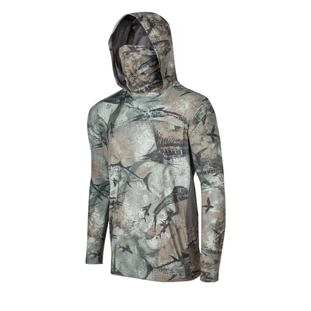 Fishing clothing fly fishing Luya hoodie summer men's long sleeve sun protection clothing with hat band face shield