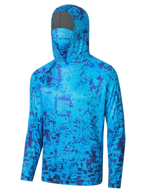 Fishing clothing sunscreen male summer ice silk light breathable quick drying fishing hooded long-sleeved fishing clothing
