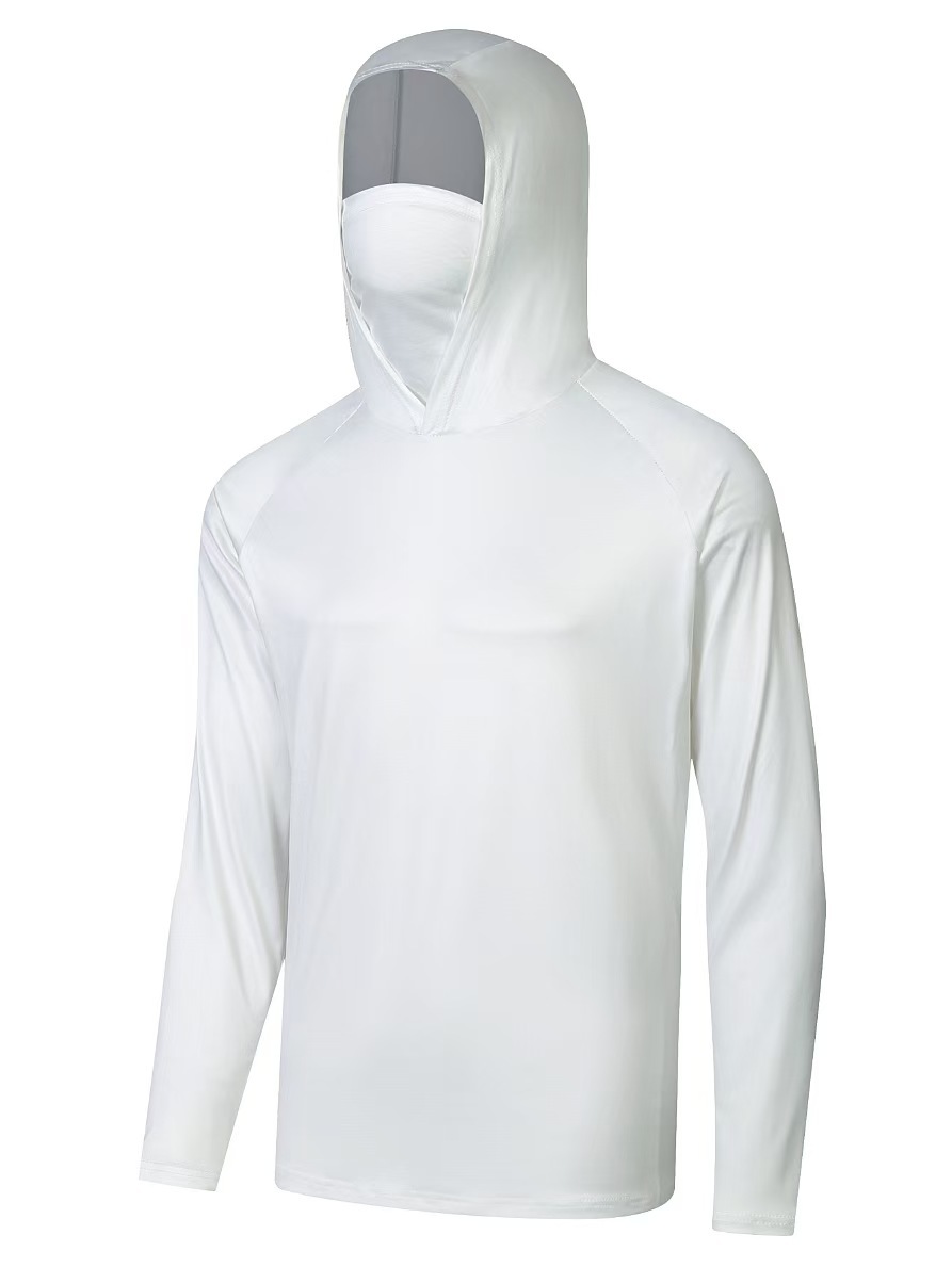 Fishing clothing sunscreen male summer ice silk light breathable quick drying fishing hooded long-sleeved fishing clothing
