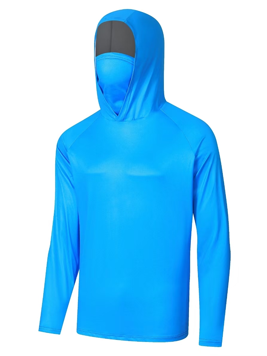 Fishing clothing sunscreen male summer ice silk light breathable quick drying fishing hooded long-sleeved fishing clothing