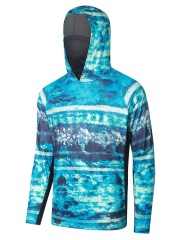 New men's sunblock Upf 50+ long sleeve fishing suit UV mask hooded fishing suit