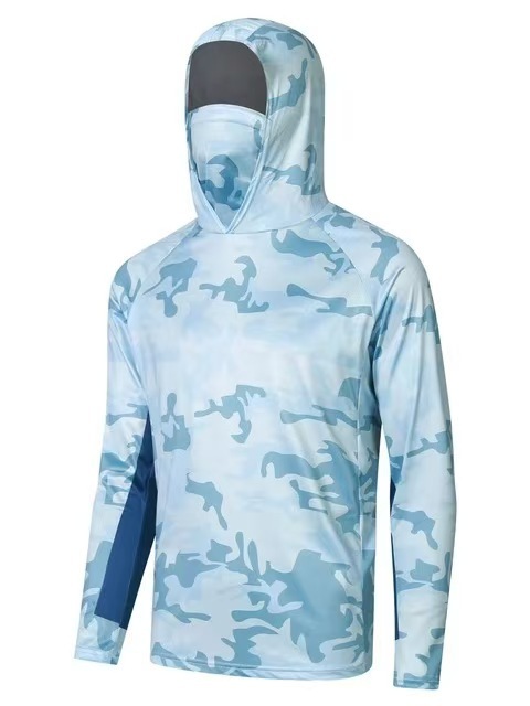 New men's sunblock Upf 50+ long sleeve fishing suit UV mask hooded fishing suit