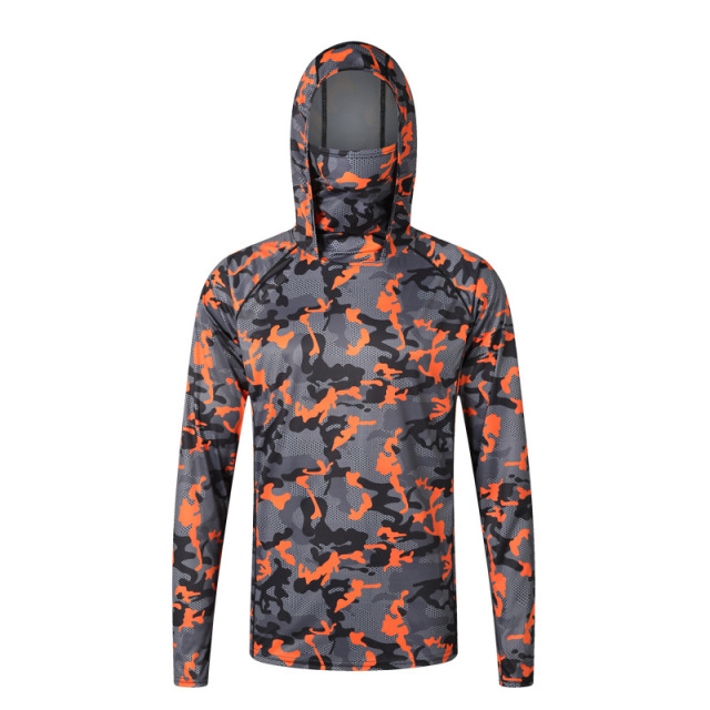 Outdoor sun protection fishing clothing for men summer soaking wet camouflage hooded long sleeve sun protection clothing sea fishing ice silk fishing clothing