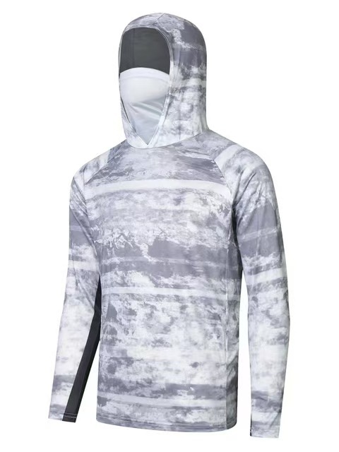 New men's sunblock Upf 50+ long sleeve fishing suit UV mask hooded fishing suit
