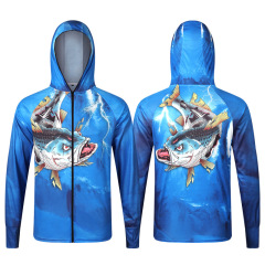 Outdoor sun protection fishing clothing for men summer soaking wet camouflage hooded long sleeve sun protection clothing sea fishing ice silk fishing clothing