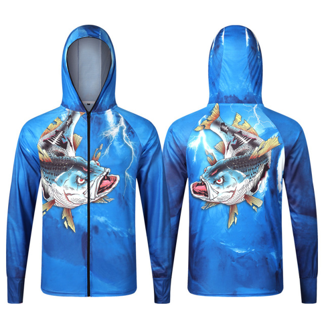 Outdoor sun protection fishing clothing for men summer soaking wet camouflage hooded long sleeve sun protection clothing sea fishing ice silk fishing clothing