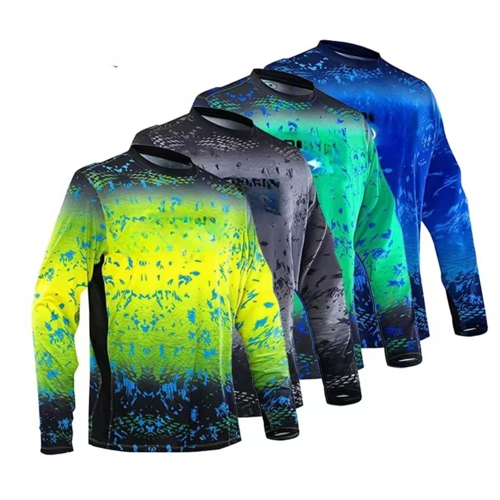 Long sleeve fishing clothing UV protection men's outdoor sweatshirt Upf 50 clothing High performance breathable fishing clothing