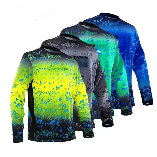 Long sleeve fishing clothing UV protection men's outdoor sweatshirt Upf 50 clothing High performance breathable fishing clothing