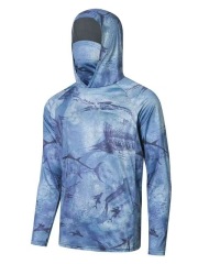 New men's sunblock Upf 50+ long sleeve fishing suit UV mask hooded fishing suit