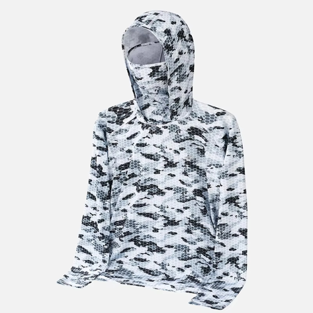 Custom UV Long Sleeve Fishing Shirt With Neck Gaiter UPF 50+ Performance Fishing Jersey Wear Men's Fish Clothing Hoodie