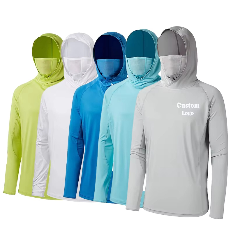 Custom Hooded Print Sublimation Polyester Long Sleeve Fish Shirts Hoody Fishing Wear Quick Dry Fishing Jersey