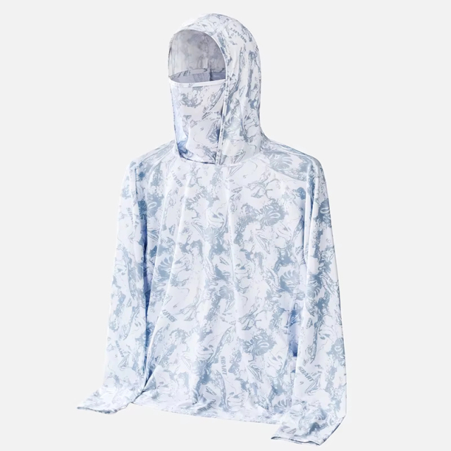 Custom UV Long Sleeve Fishing Shirt With Neck Gaiter UPF 50+ Performance Fishing Jersey Wear Men's Fish Clothing Hoodie