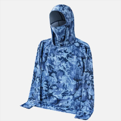 Custom UV Long Sleeve Fishing Shirt With Neck Gaiter UPF 50+ Performance Fishing Jersey Wear Men's Fish Clothing Hoodie