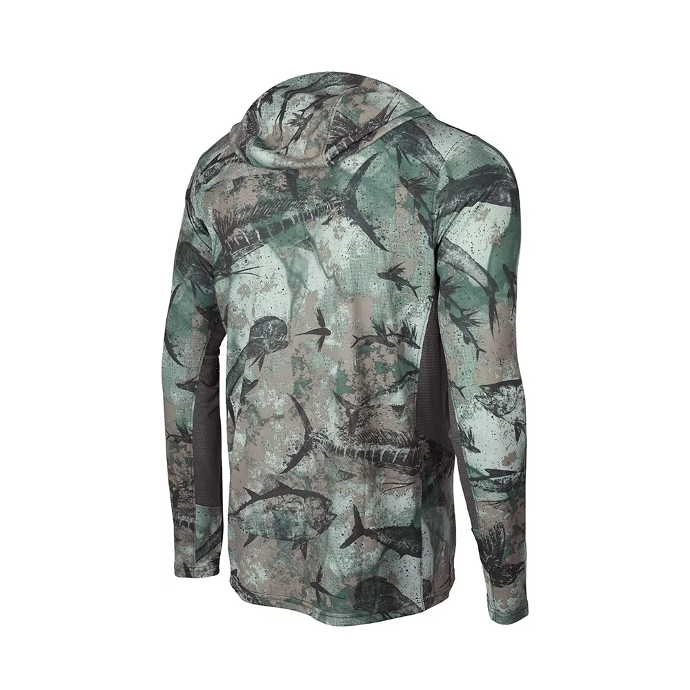 Custom Blank Sun Protection shirts long sleeve Fishing Hoodie Polyester Quick Dry Mask Hooded Men's Fishing Shirt With Hood