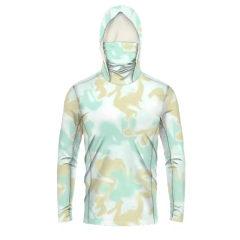 wholesale long sleeve sublimated Marsh fishing shirts Camo fishing shirts with hood wear fishing shirt wear suit for men