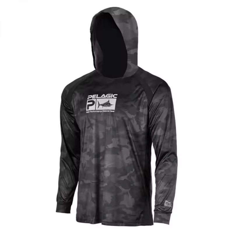 Wholesale Men's Sublimation printing Old school Green Camo sun protection UV Duck Camo hunting hoodie Performance Fishing Shirt