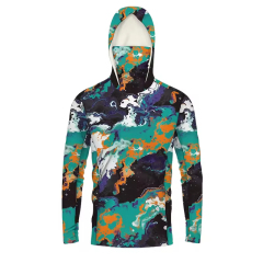 wholesale long sleeve sublimated Marsh fishing shirts Camo fishing shirts with hood wear fishing shirt wear suit for men