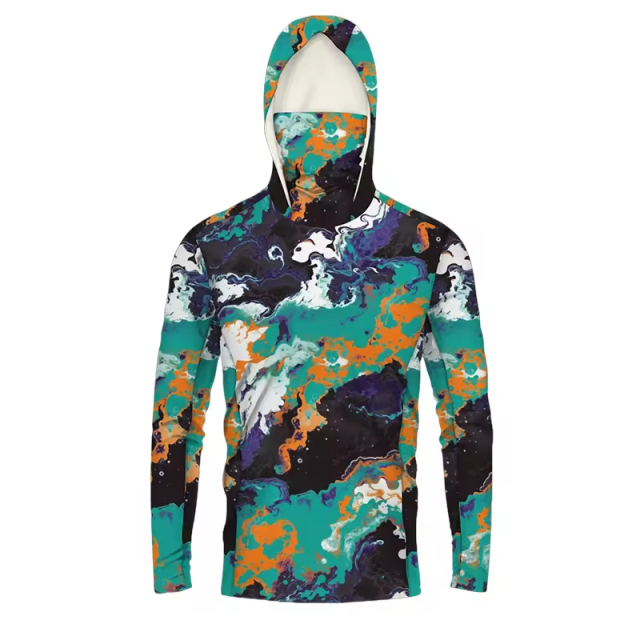 wholesale long sleeve sublimated Marsh fishing shirts Camo fishing shirts with hood wear fishing shirt wear suit for men