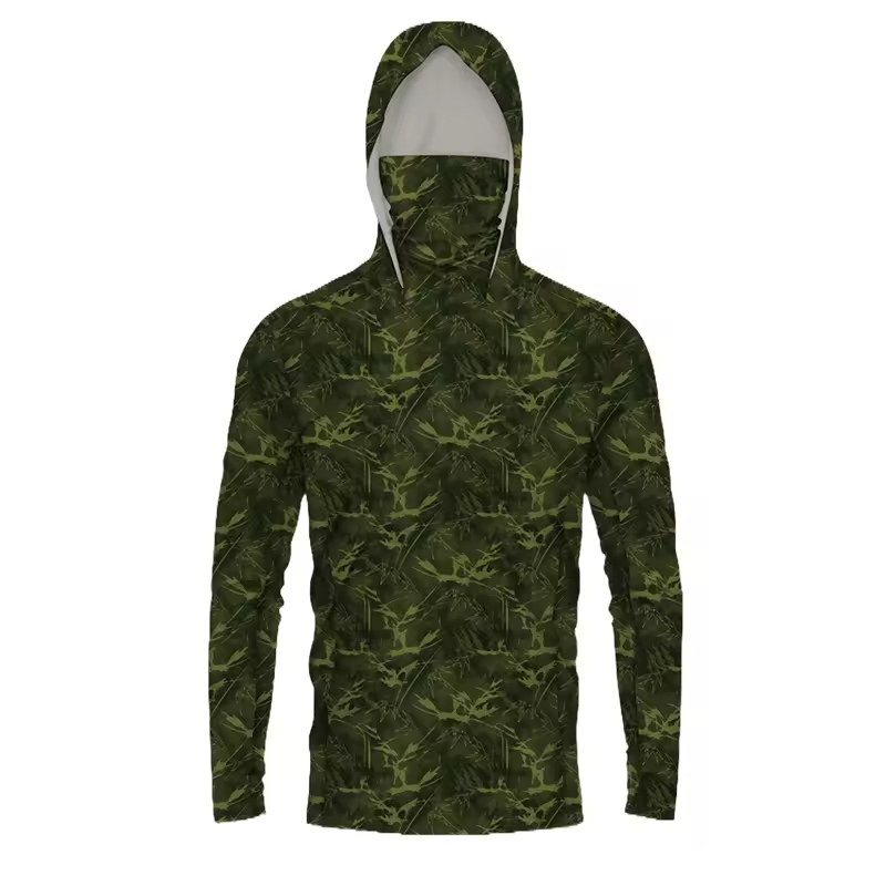 wholesale long sleeve sublimated Marsh fishing shirts Camo fishing shirts with hood wear fishing shirt wear suit for men