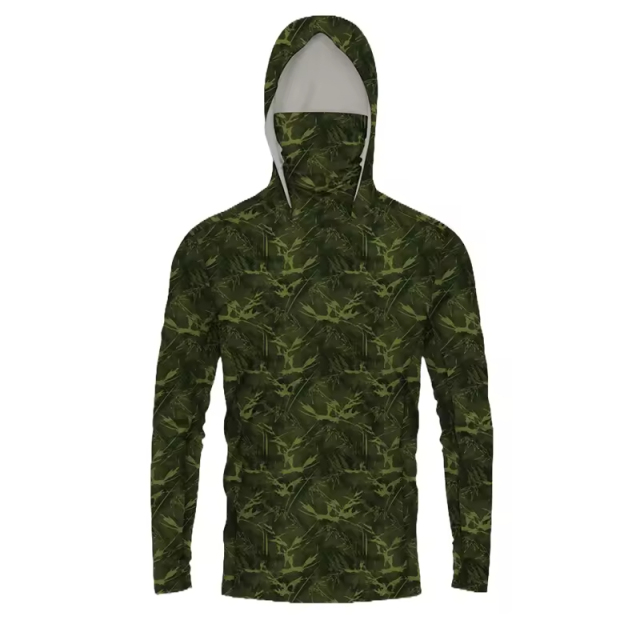 wholesale long sleeve sublimated Marsh fishing shirts Camo fishing shirts with hood wear fishing shirt wear suit for men
