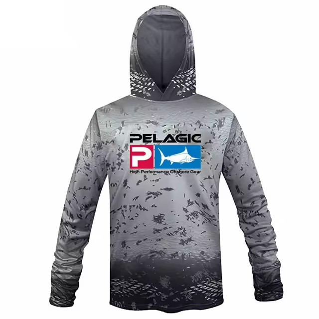 Wholesale Men's Sublimation printing Old school Green Camo sun protection UV Duck Camo hunting hoodie Performance Fishing Shirt