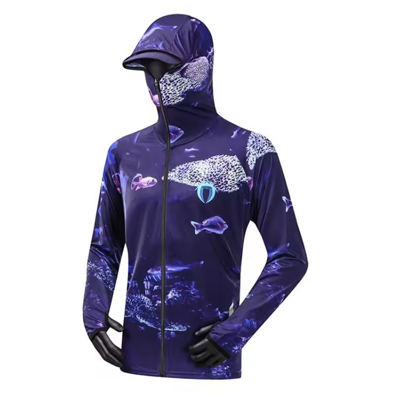 Breathable Quick Dry Lightweight Long Sleeve Fishing Hoodie Shirts Custom Your Design Sublimation Men's Fishing Jersey