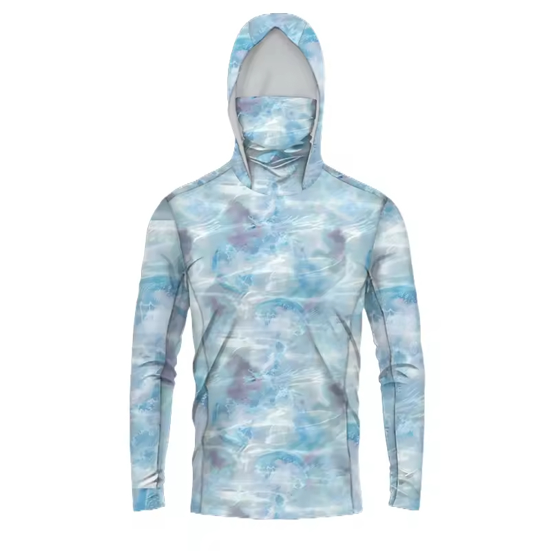 wholesale long sleeve sublimated Marsh fishing shirts Camo fishing shirts with hood wear fishing shirt wear suit for men