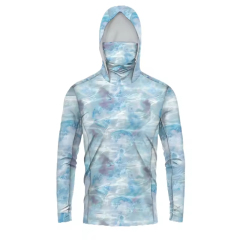 wholesale long sleeve sublimated Marsh fishing shirts Camo fishing shirts with hood wear fishing shirt wear suit for men