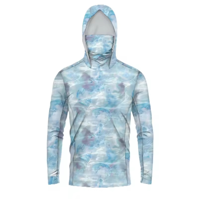 wholesale long sleeve sublimated Marsh fishing shirts Camo fishing shirts with hood wear fishing shirt wear suit for men