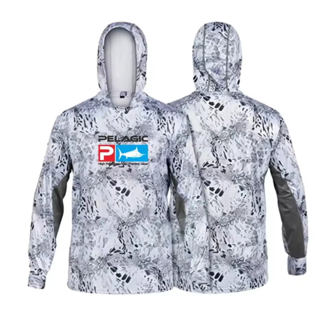 Wholesale custom vented lightweight camo tie dye fishing man t shirts fishing hoodie with zipper